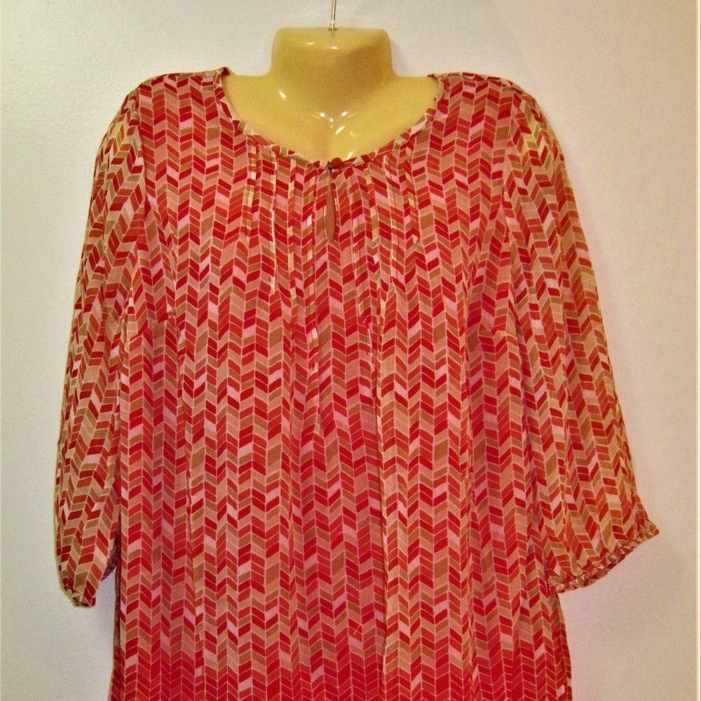 Liz Claiborne Tunic Top, Pleating Detail, Lg, NWT